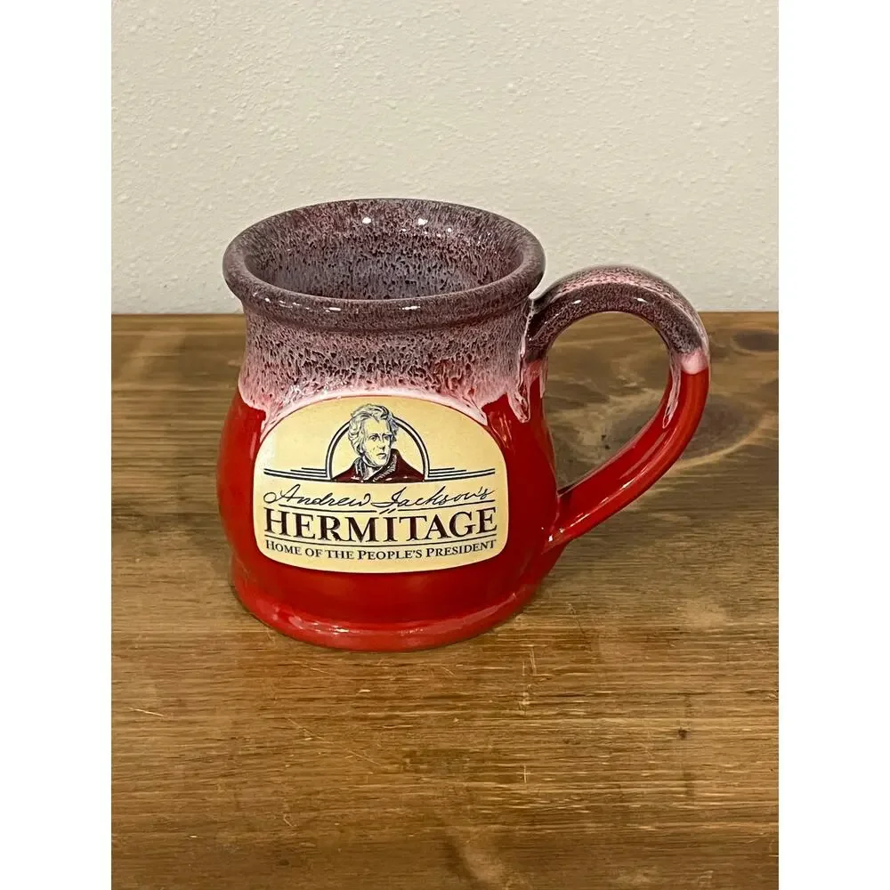 Deneen Pottery Andrew Jackson Hermitage Mug Red Hand‎ Thrown USA 2015